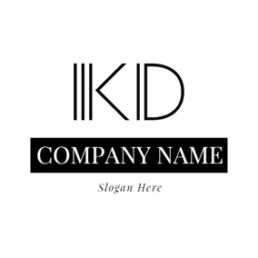 K Logo Black Line Letter K and D logo design
