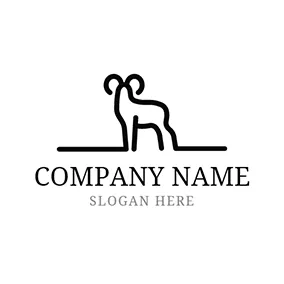 綿羊logo Black Line Ram Icon logo design