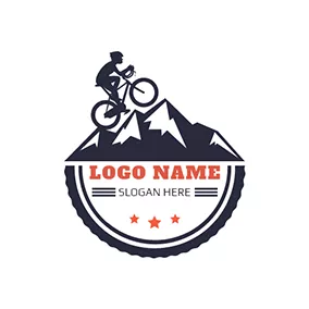 Radfahrer Logo Black Man and Bike logo design