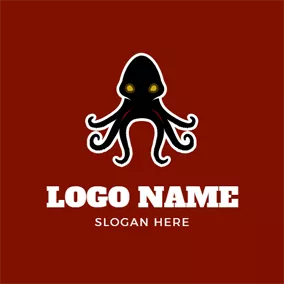 鱿鱼 Logo Black Monster and Octopus logo design