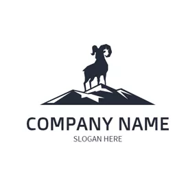 Ziege Logo Black Mountain and Goat logo design