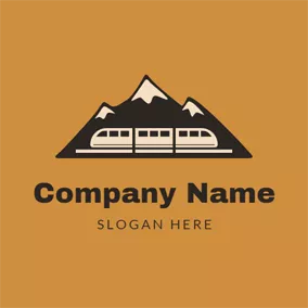 電車ロゴ Black Mountain and White Train logo design