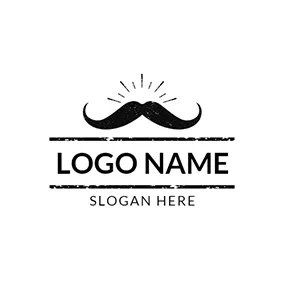 鬍鬚logo Black Mustache and Funky Icon logo design
