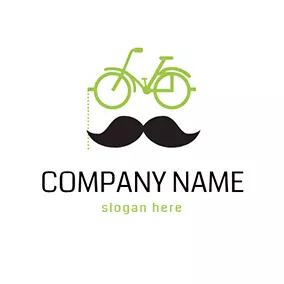 鬍鬚logo Black Mustache and Green Bike logo design