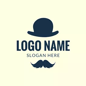 鬍鬚logo Black Mustache and Hat Icon logo design