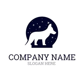 Glitter Logo Black Night Sky and White Fox logo design