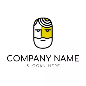 Man Logo Black Outline and Human Face logo design