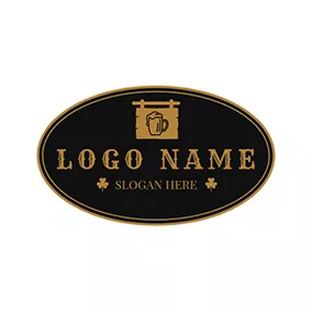 Logótipo Bar Black Oval and Yellow Cup logo design