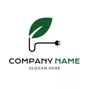 充電器のロゴ Black Plug and Green Energy logo design