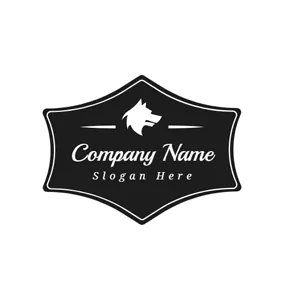 オオカミのロゴ Black Polygon and White Wolf logo design