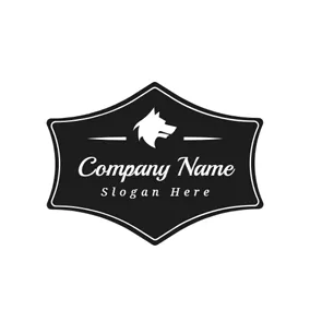 多邊形 Logo Black Polygon and White Wolf logo design