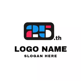 周年慶Logo Black Rectangle and 25th Anniversary logo design