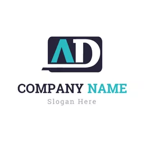 Ad Logo Black Rectangle and Creative Letter logo design