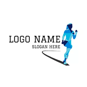 Running Logo Black Road and Woman Marathon Runner logo design