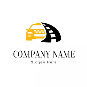 Cube Logo Black Road and Yellow Taxi logo design