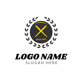 Writing Logo Black Round and Yellow Pen logo design