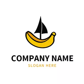 航海　ロゴ Black Sail and Yellow Banana logo design