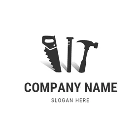 マイニング　ロゴ Black Saw and Nail logo design