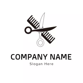 Elegant Logo Black Scissor and Comb logo design