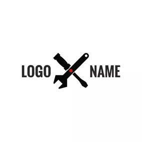 Crossed Logo Black Screwdriver and Spanner logo design