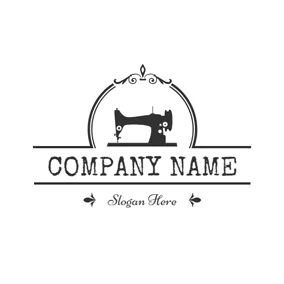 縫紉 Logo Black Sewing Machine and Craft logo design