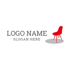 Furniture Logo Black Shadow and Red Chair logo design