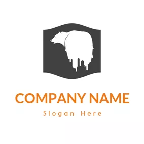 クマのロゴ Black Shape and Polar Bear logo design