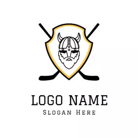 Logótipo Hóquei Black Shield and Hockey Stick logo design