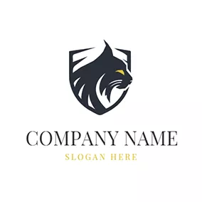 猞猁 Logo Black Shield and Lynx logo design