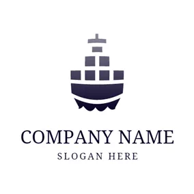 Logistics Logo Black Ship and Gray Container logo design