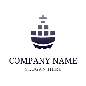 Outline Logo Black Ship and Gray Container logo design