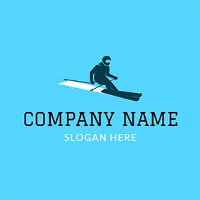 滑雪板 Logo Black Ski Athlete and Snowboard logo design