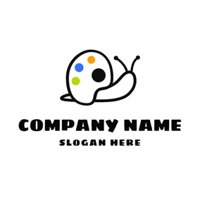 蝸牛 Logo Black Snail and Colorful Palette logo design