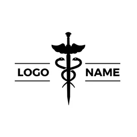 蛇Logo Black Snake and Sword logo design