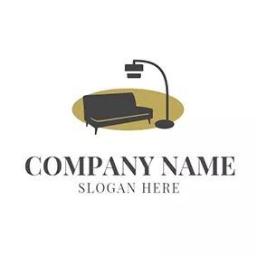 Corporate Logo Black Sofa and Lamp Icon logo design