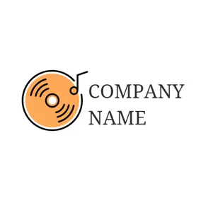 声音 Logo Black Sound Wave and Orange CD logo design