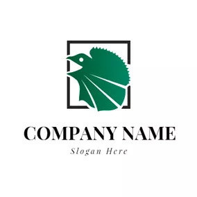 蜥蜴 Logo Black Square and Green Lizard logo design