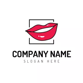 Different Logo Black Square and Red Lips logo design