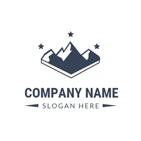 White Logo Black Star and Mountain logo design