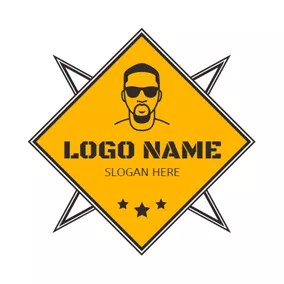 滑板Logo Black Star and Yellow Head Portrait logo design