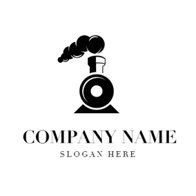 Smoke Logo Black Steam and Train Head logo design