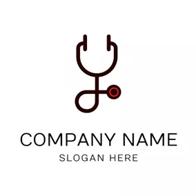 Insurance Logo Black Stethoscope and Hospital logo design