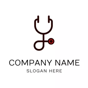 医院logo Black Stethoscope and Hospital logo design