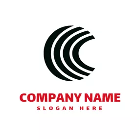 Connected Logo Black Stripe and Network logo design