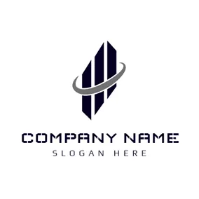 Startup Logo Black Stripes and Ring logo design