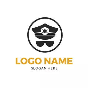員警Logo Black Sunglasses and Police Cap logo design
