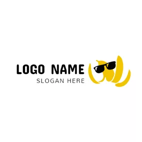 猿ロゴ Black Sunglasses and Yellow Banana logo design