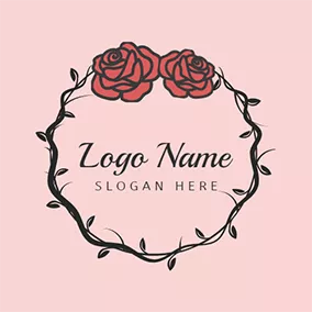 Logótipo Flor Black Thorn and Red Rose logo design