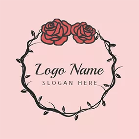 Nature Logo Black Thorn and Red Rose logo design