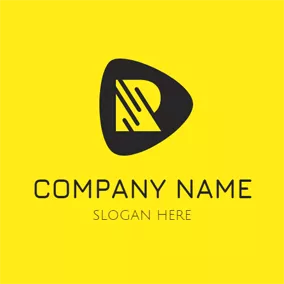 Yellow Logo Black Triangle and Play Button logo design